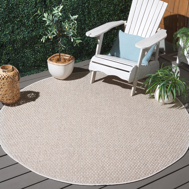 Tapis d'intérieur / extérieur de couleur unie Sisal, Rond 6 pi 7 po