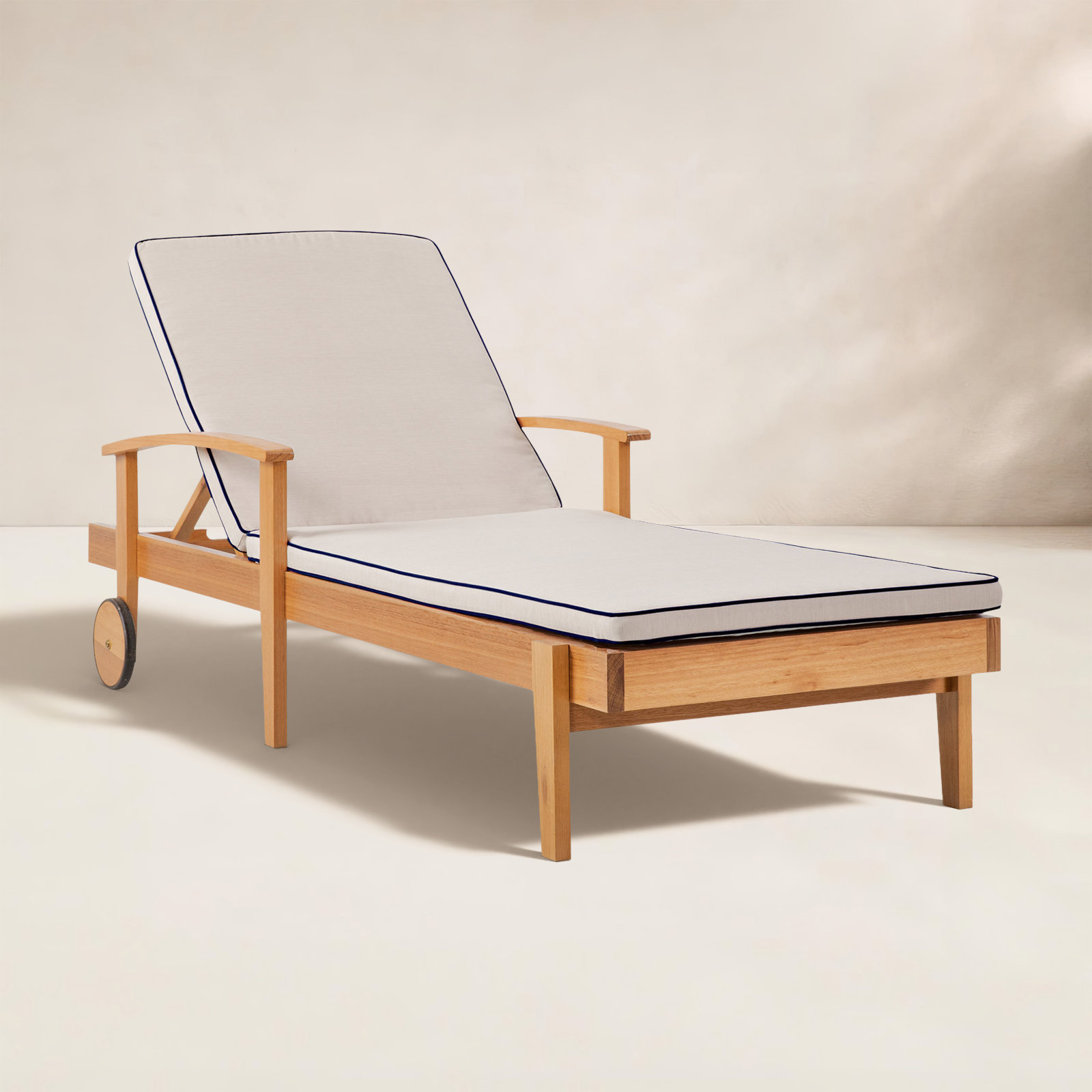 28" Eucalyptus Patio Chaise Lounge, Blue