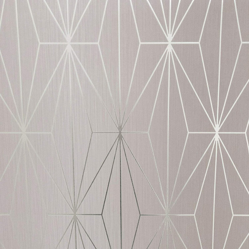 Starr 10.05m x 53cm Textured Metallic Finish Wallpaper Roll, Blush/Silver
