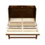 Grand lit escamotable, armoire en bois de pin avec décoration en rotin et tiroir de rangement