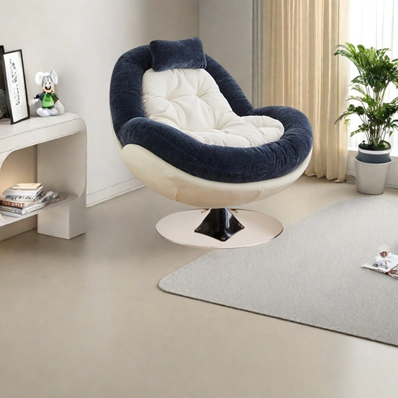 Anneken, Beige / chenille bleu foncé
