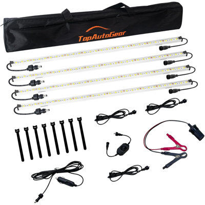 Guirlande de lumières d'extérieur à DEL 12 V à DEL résistantes aux intempéries IP67, fixation magnétique, éclairage portatif tout-en-un pour véhicule récréatif, tente de camping, bateau-remorque, 4 pièces