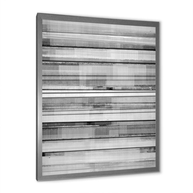 Art abstrait noir et blanc II - art moderne et contemporain sur toile, Cadre photo argenté, H 12 po x l 8 po x P 1 po