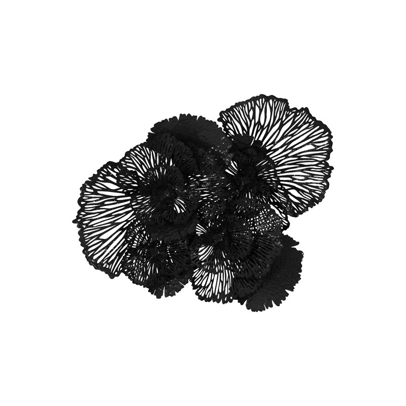Large Black Metal Flower Wall Sculpture