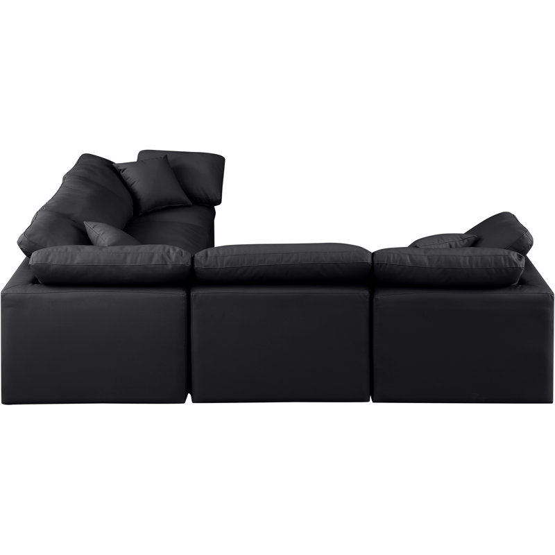 Itala Upholstered L-Shaped Sectional Reversible, Black Vegan Leather