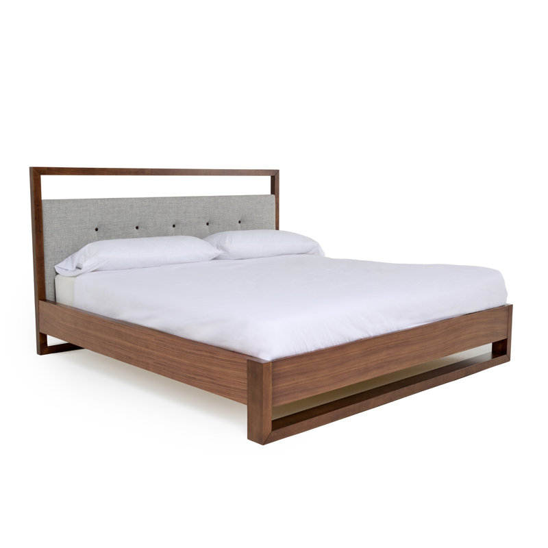 Cear Bed, tête de lit à panneau touffeté gris avec découpe, gris brun, Grand