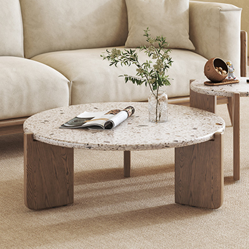 Table basse Wabi-sabi en bois massif de terrazzo