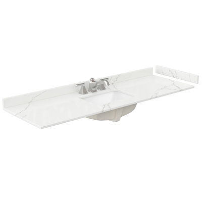 66" Single Countertop with Square Sink (3-Hole), Backsplash & Sidesplash