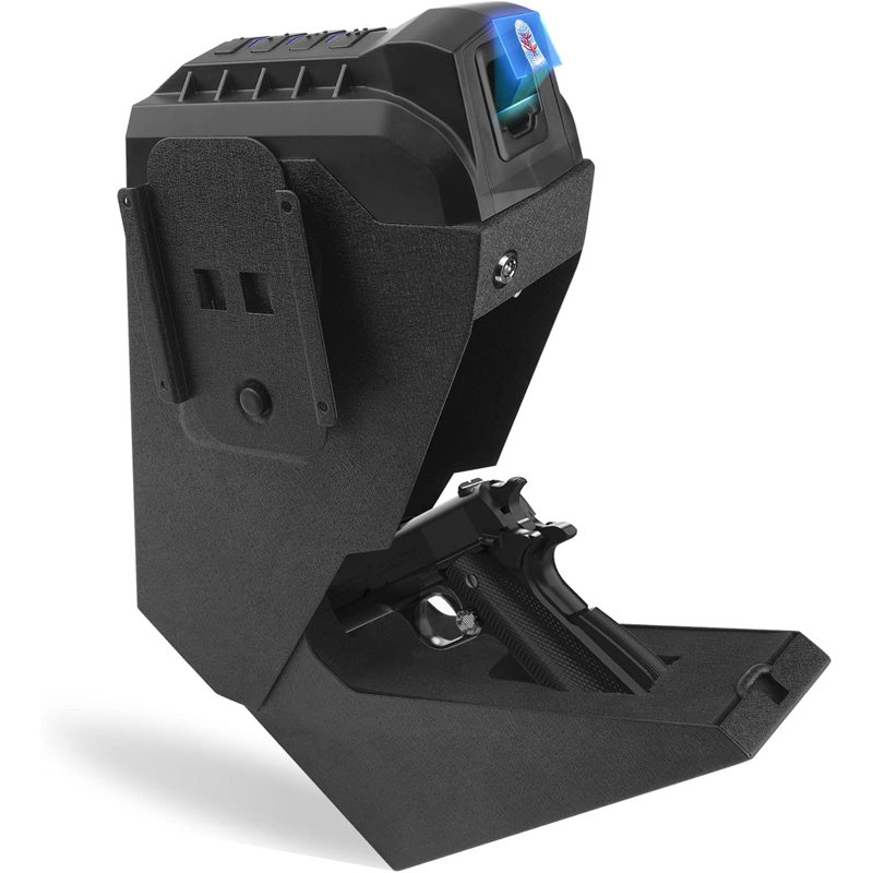 Drop Down Vault With Super Biometric Finger Vein Recognition Lock, Fast Auto-open Handgun Box, Quick-access Pistol Safe Wall Mounting For Desk Table, Ca Doj Approved