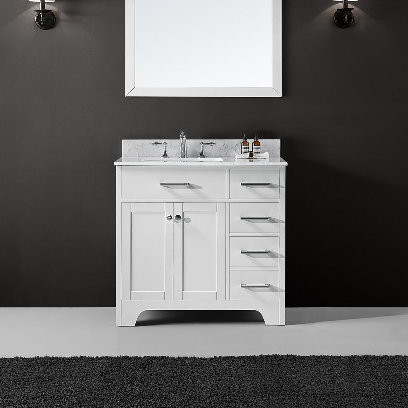 Base de meuble-lavabo simple 36 po Cassel seulement, blanc