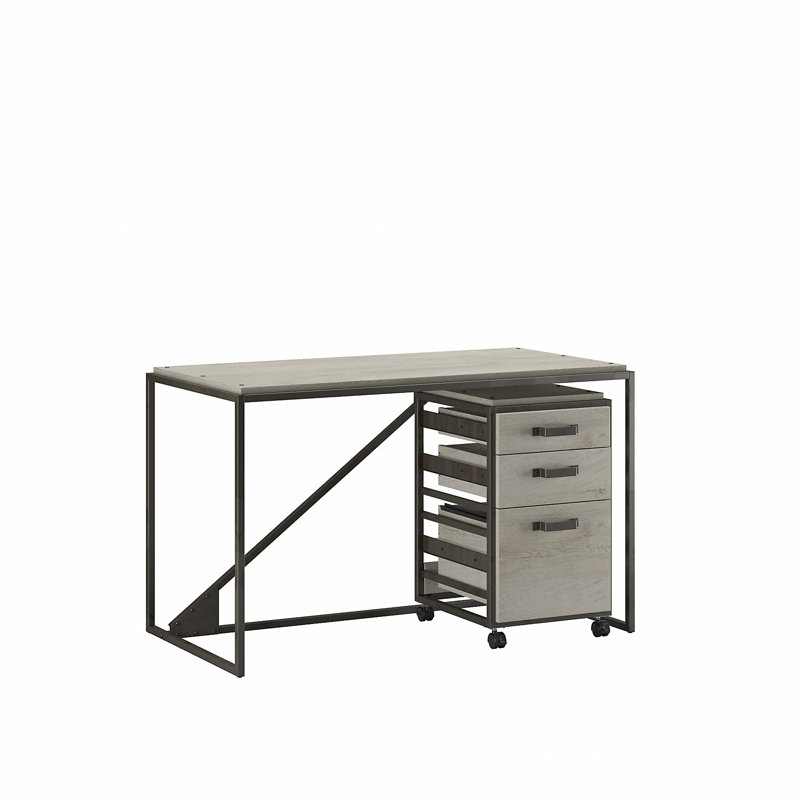 Ensemble de bureau d'ordinateur 2 pièces Patankar, Blanc chalet
