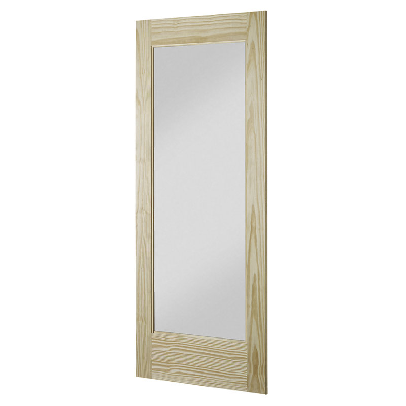 37'' x 84'' Solid Wood Glass Unfinished without Installation Hardware Kit Barn Door