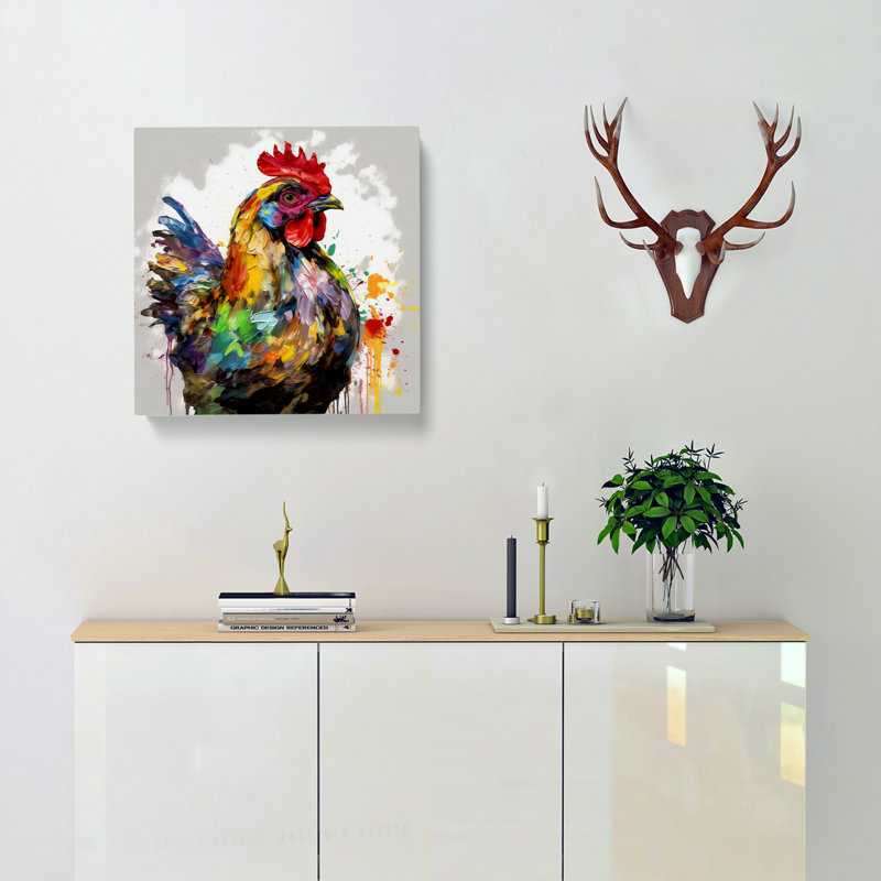 Chicken Gestural Art - Print, 50cm H x 50cm W x 3cm D