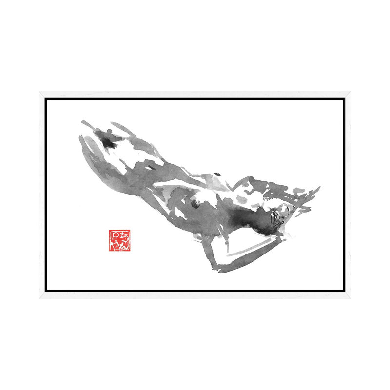 In The Bed by Péchane - Print on Canvas, 66.04 cm H x 45.72 cm W, White Framed