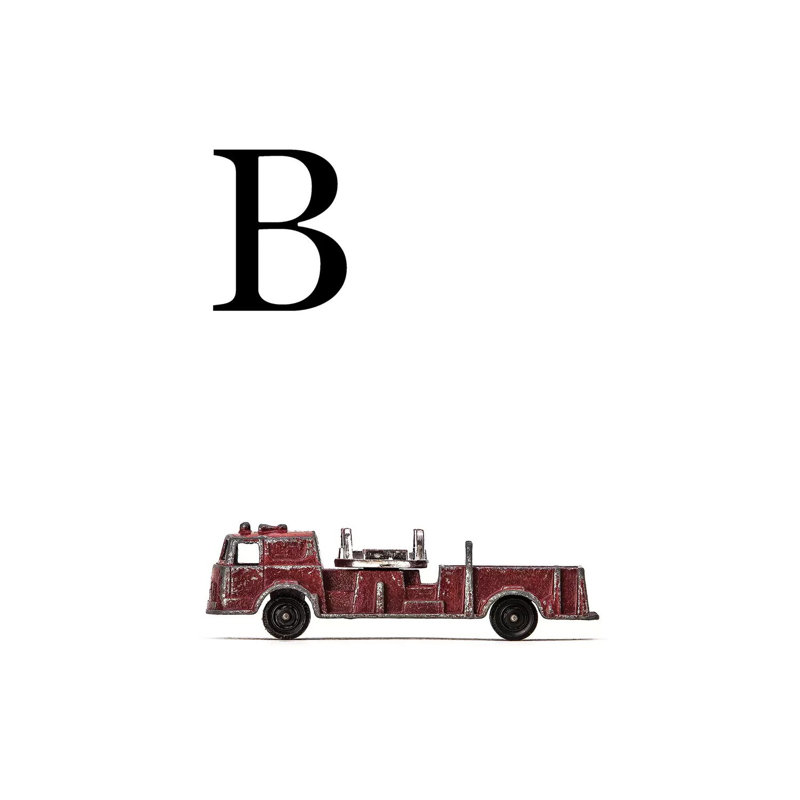 B Fire Engine Letter 1 Piece Wall Art on Canvas, 20.32 cm H x 30.48 cm W, Wrapped Canvas