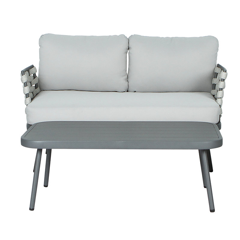 Causeuse et table en acier Mariano, Beige, Gris