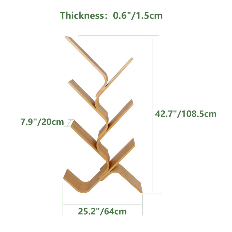 Floor Bamboo Tree Bookshelf, (6 Shelves) 42.7"H x 25.2"W x 7.9"D