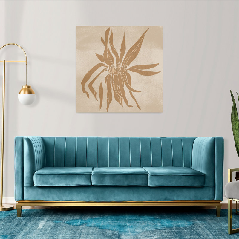 Big flower. Wabi-sabi botanical art in sand 1 Piece Wrapped Canvas Wall Art, 91.44 cm H x 91.44 cm W
