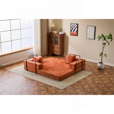 Canapé de plancher, canapé à compression, canapé-lit de plancher convertible avec accoudoirs de soutien pour le dossier, canapé-lit futon confortable, tissu chenille, pour la chambre à coucher du salon