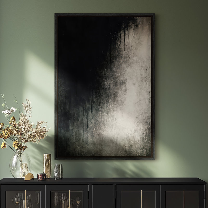 Art mural encadré, impression de dégradé noir pour chambre à coucher - 24 po x 36 po, H 36 po x l 24 po, Noir