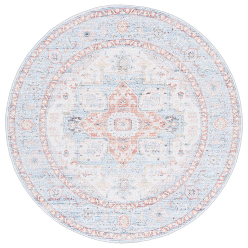 Roshaun Performance Machine Washable Oriental Rug, Round 6'