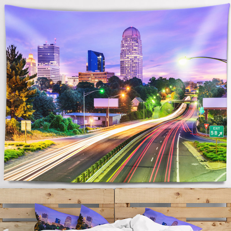 Tapisserie en caroline du nord cityscape winston salem, H 78 po x l 92 po