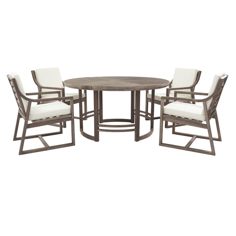 Ensemble repas d'extérieur 5 pièces, Brun