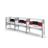 Pro-Biz Triple Side-by-Side Workstation with 6 Privacy Panels (Per Workstation) Benching Desks