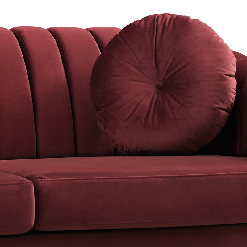 Mikole Upholstered Sofa, Red Velvet, 31" H x 75" W x 31" D
