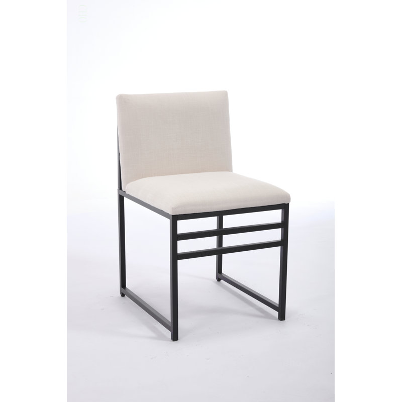 Ensemble de 2 tabourets de bar à hauteur de comptoir, chaises de bar rembourrées en lin, repose-pieds et structure en métal pour la cuisine, la salle à manger - IVOIRE