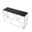Console moderne en verre avec structure en métal robuste et plateau en verre trempé noir