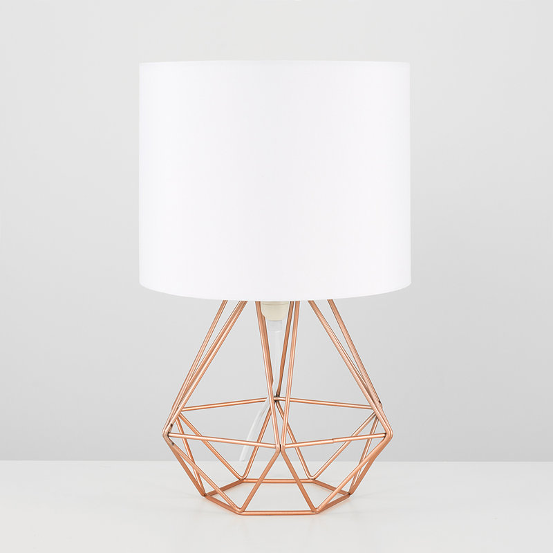 Bartelt Metal Table Lamp, Copper Base/White Shade, G, Yes