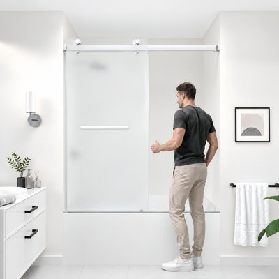 Porte de douche coulissante double sans cadre CatalystAE 56 po - 60 po L x 66 po H avec verre dépoli de 3/8 po (10 mm)