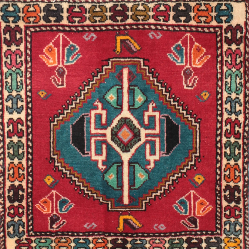 Tapis de style oriental rouge, Rond 8 pi