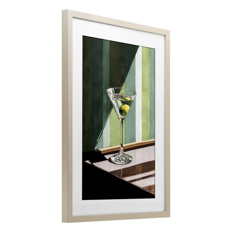 Olive Martini en rayon de soleil, reproduction encadrée sous verre, design par Petal Prints Design, 23 x 17