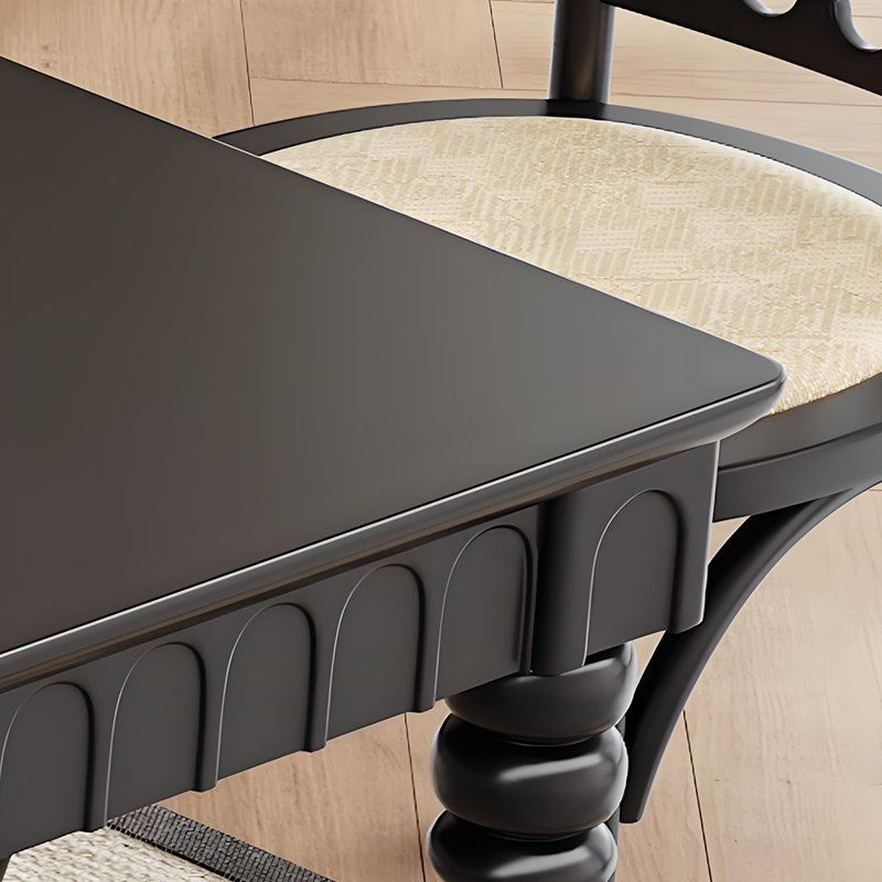 Ensemble de salle à manger rectangulaire en bois massif rétro noir, H 29,5 po x L 55,1 po x l 33,5 po