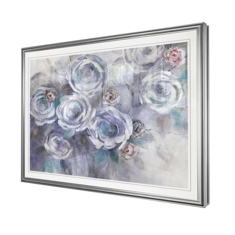 «Iced Flowers», reproduction, H 20 po x l 24 po x P 1,5 po, Cadre argenté