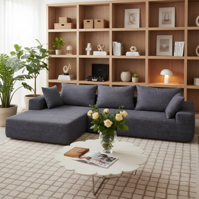 Canapé Bonfort 2 pièces sans assemblage requis, canapé modulaire sans nuage en forme de L pour salon, cinéma maison