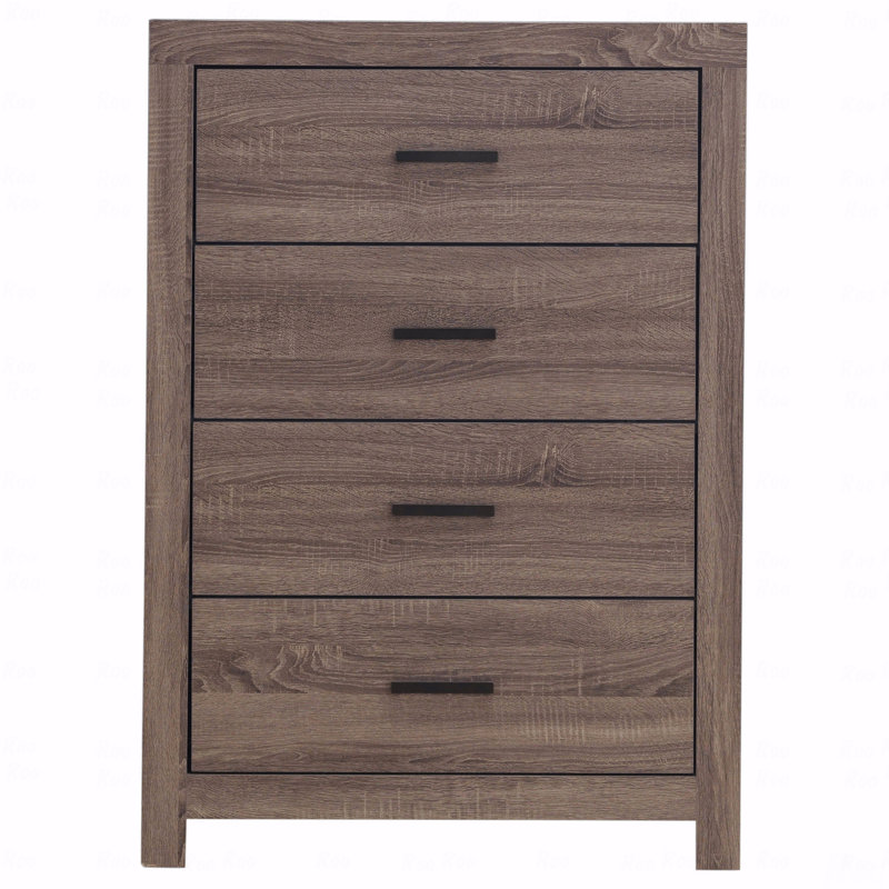 Commode 4 tiroirs, rectangulaire, Brun