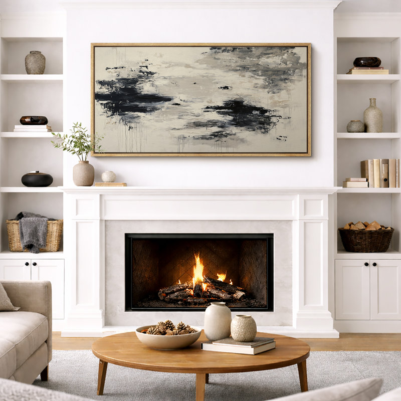 Impression sur toile encadrée noire et blanche, H 30 po x l 60 po, Naturel