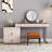 Maurece Solid and Manufactured Wood Glass Top Makeup Vanity with Power Outlet-941805282
