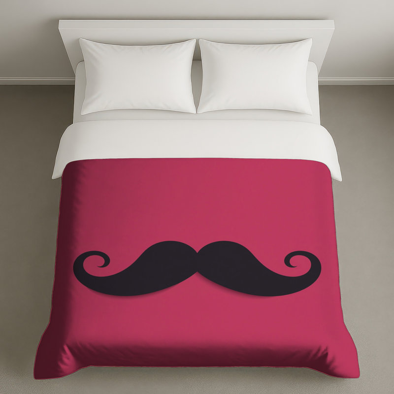 Housses de couette noires avec moustache frisée, Grand lit