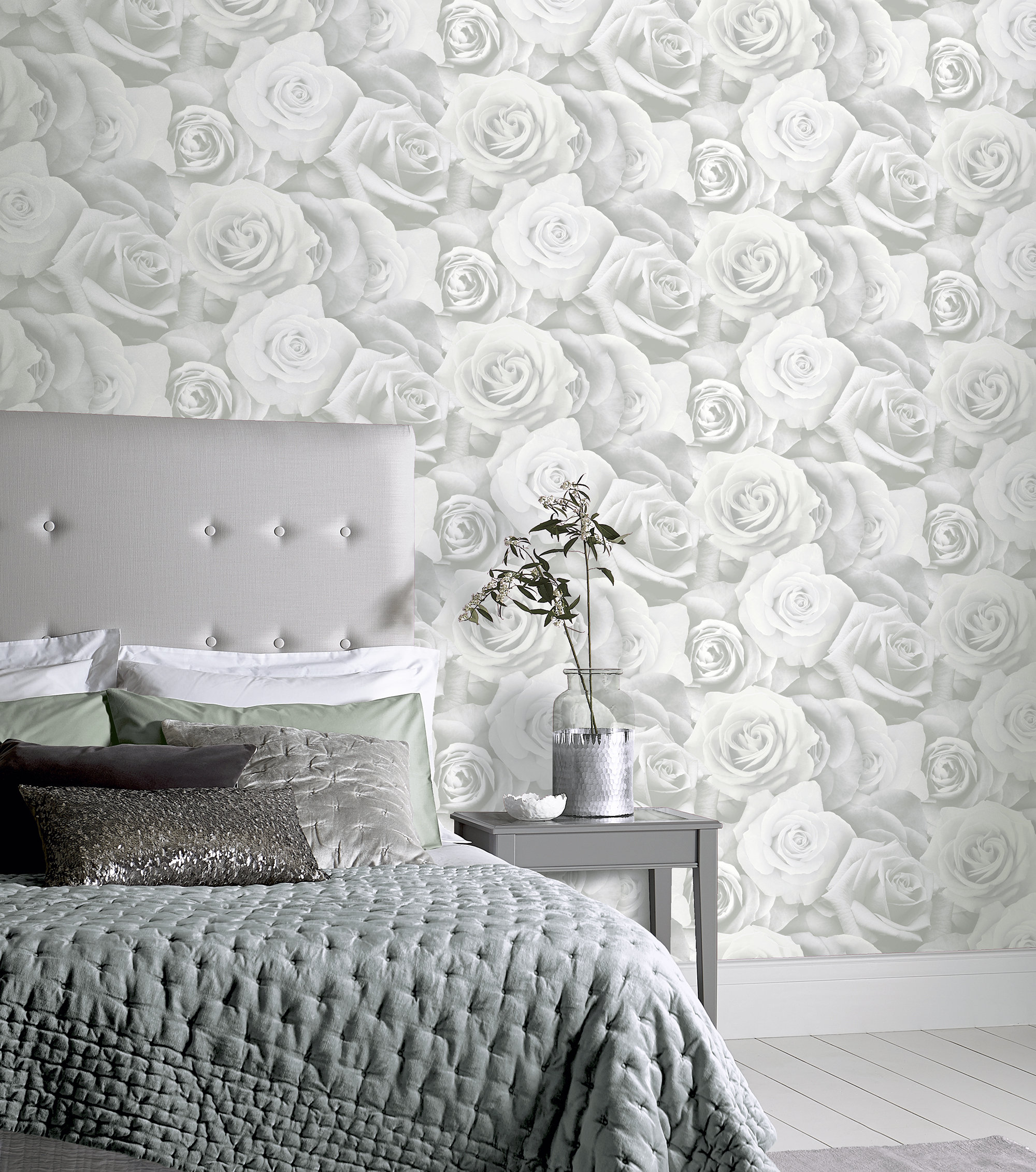 grey floral wallpaper design