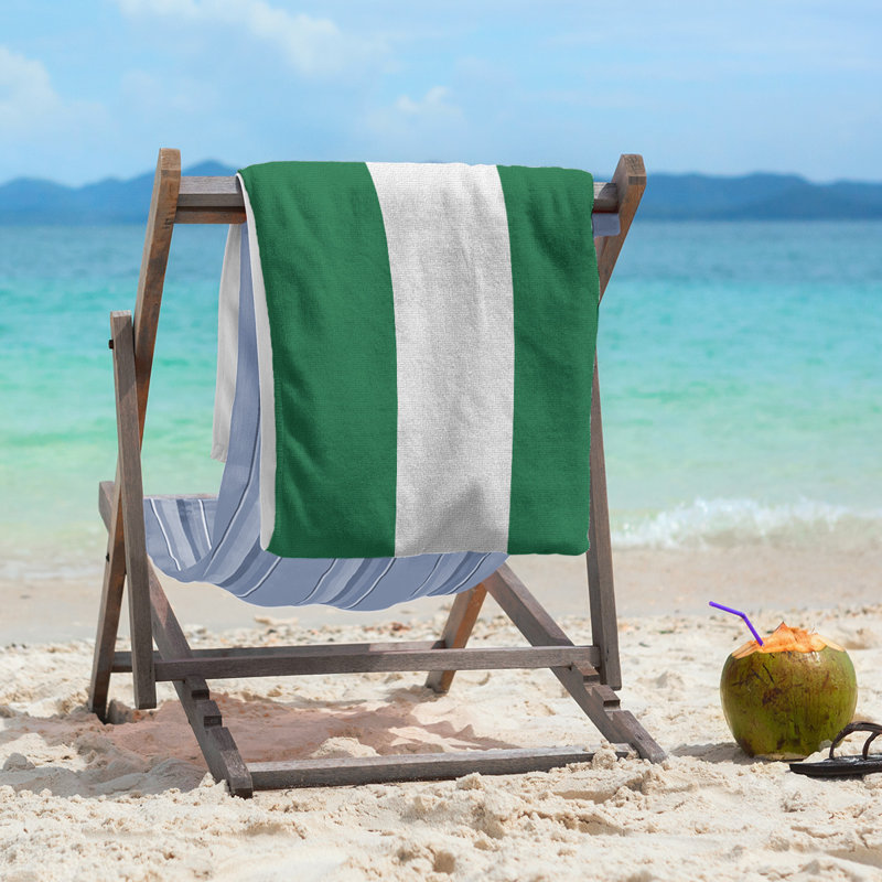 Beach Towel, Dark Green/Off White