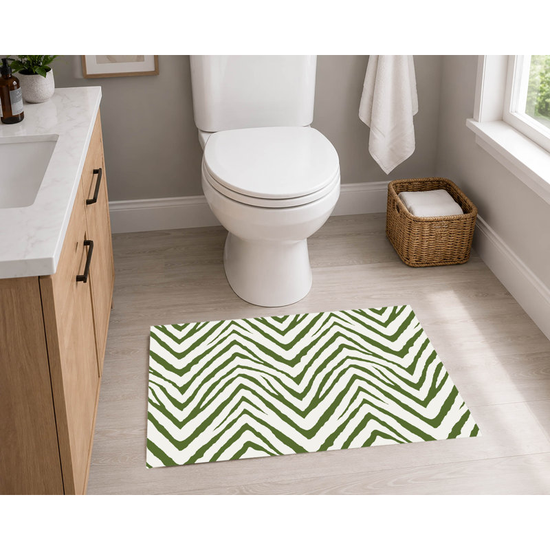 Tapis de toilette rectangulaire absorbant et antidérapant à rayures zébrées
