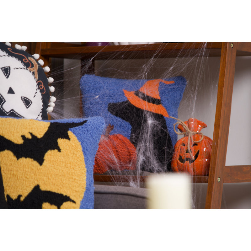 Coussin décoratif crocheté 12 po x 12 po Dog Witch Halloween, Halloween brun, Carré 12 po