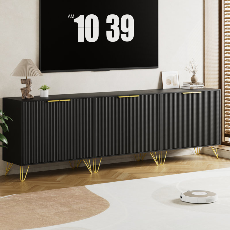 Meuble télé pour téléviseur de 85 po ou moins, Noir, noir, noir, noir