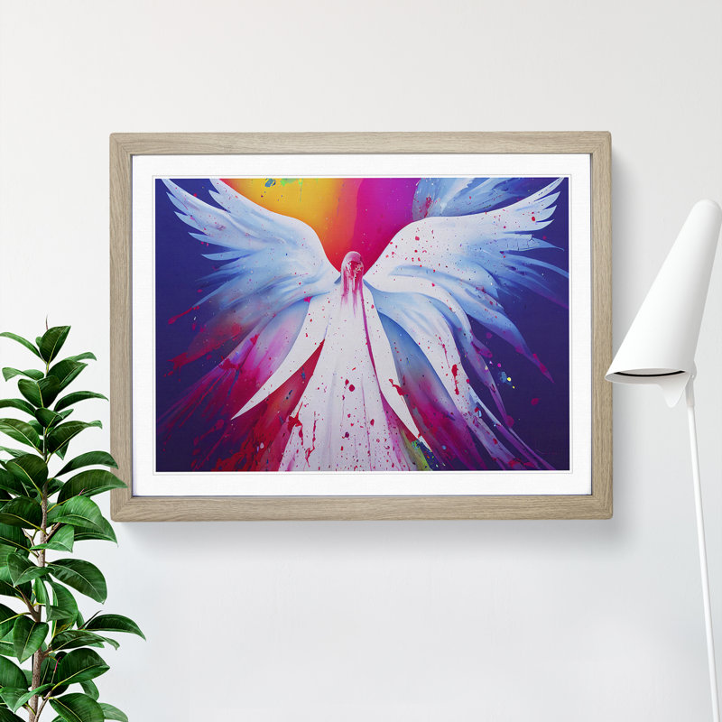 Angel Painted Vol.3 Abstract 1 Piece Single Picture Frame Wall Art, 34cm H x 46cm W x 2cm D, Oak Framed