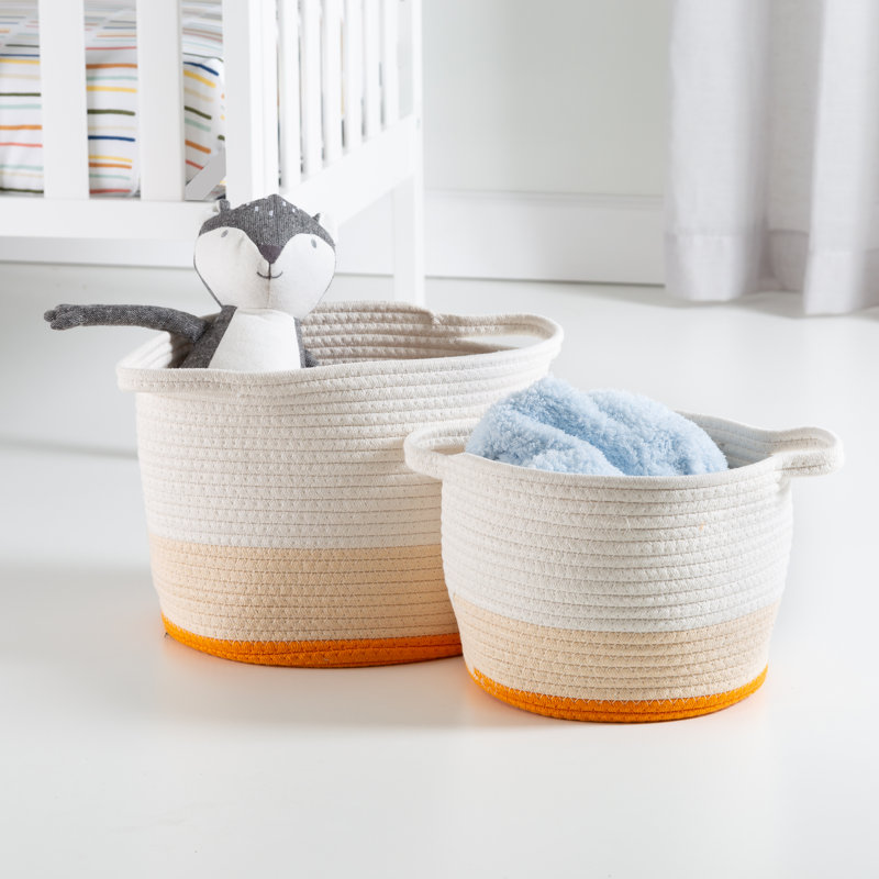 Ensemble de 2 paniers en tissu, Orangé