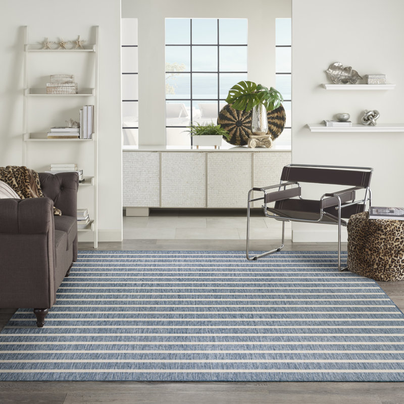  Positano 10' x 14' Navy Ivory Modern Rug, Rectangle 10' x 14'